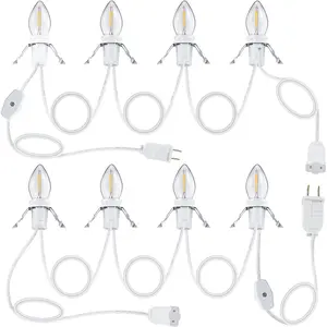 2 Pack Accessory Cord with 4 LED Bulbs, End to End Connected Blow Mold Light Cord, 9.8 Feet Lamp Kit with On/Off Switch Plugs for, Craft Halloween