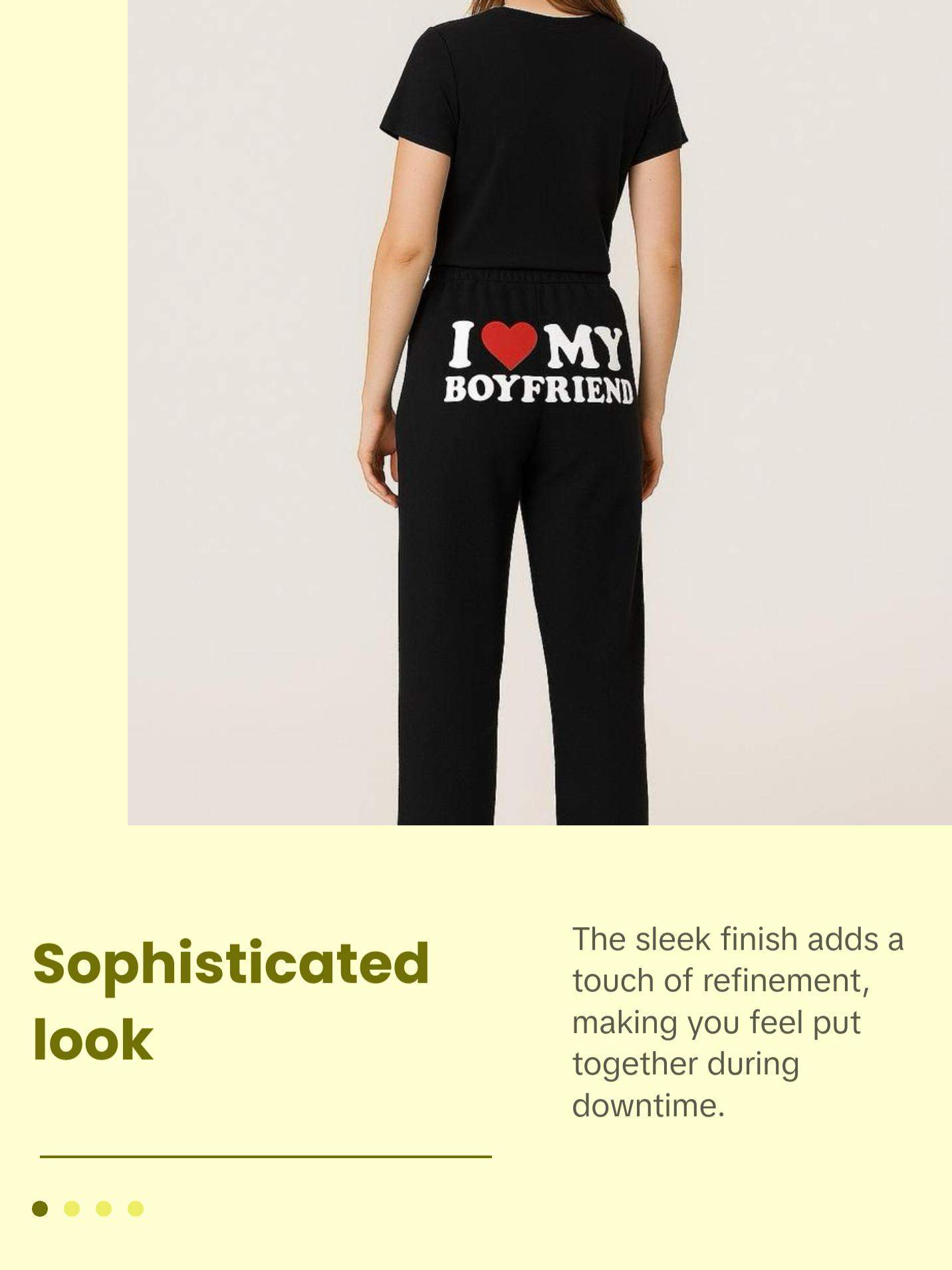 I Love My Boyfriend Black  Pajamas - Luxurious Soft Plushie Loungewear for All Seasons Comfortable Sizes X-Small to 3XL Matching Pj Set Nightwear Womenswear