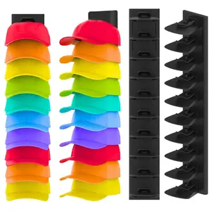 Hat Rack 2-Pack Wall-Mounted Closet Hat Rack Holder Adjustable Hat Display Rack Hanger for Doors Closets Must-have Gift for valentine gifts Decor Black Multilayer Organizer Baseball Cap various setting Multi-Layer Strong Adhesive design
