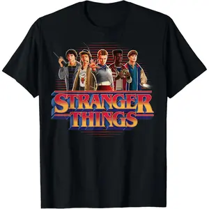 Stranger Things Season 5 Main Crew 80's Style Group Logo T-Shirt