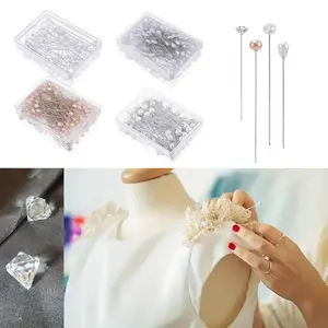 400PCS Bouquet Pins Corsage Pins, 4 Styles Straight Pins Crystal Head Pearl Head Flower Pins for DIY Decoration, Wedding, Jewelry Flower Decoration