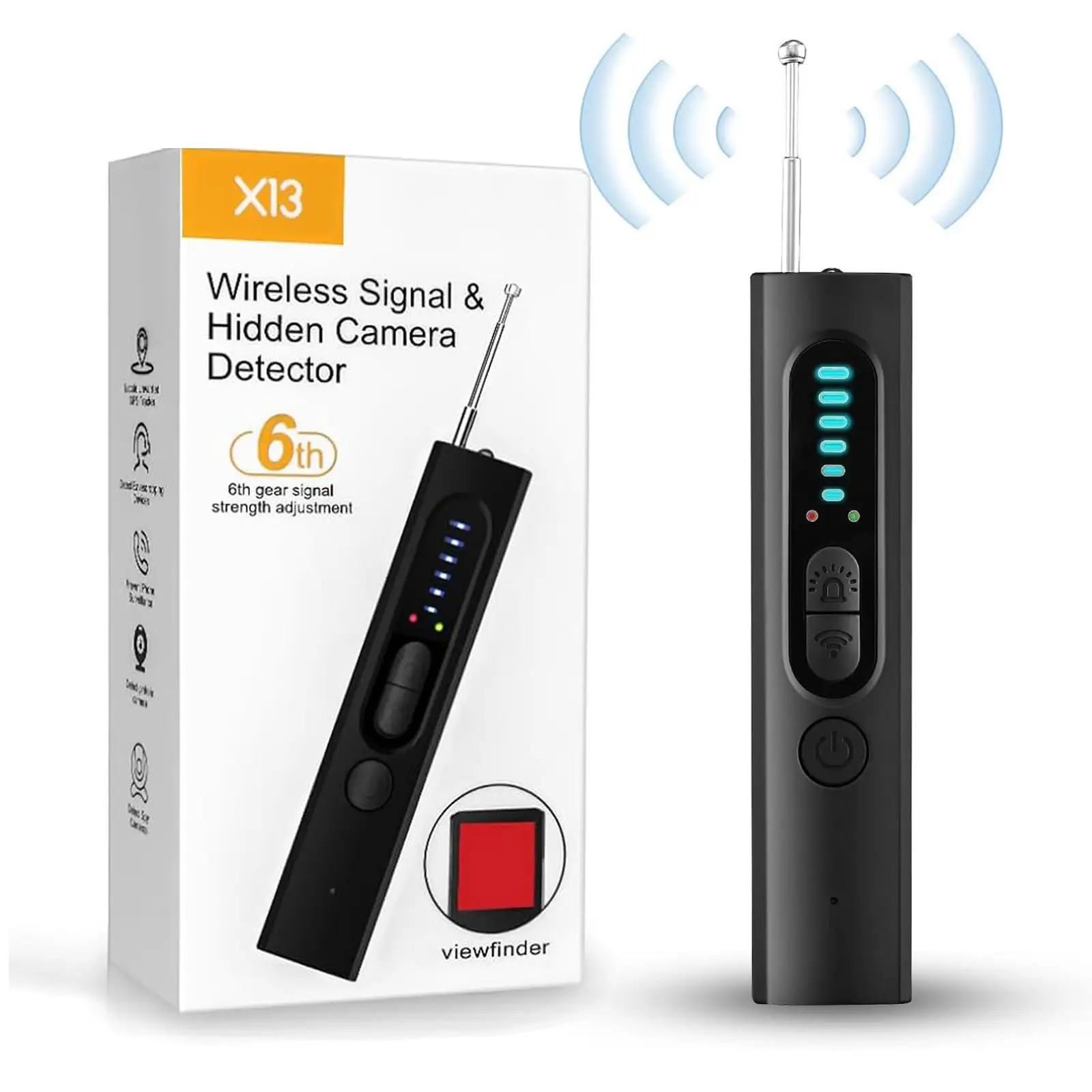 KRYVEXA Hidden Camera Detectors, Spy Camera Detector, Car GPS Tracker detector, Bug Detector, RF Signal Detector, Listening Device Detector, 6 Levels