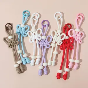 1PC Colorful Chinese Knot Buckle Rope Ethnic Style Bag Pendant Versatile Hand Woven Keychain Commemorative Gift