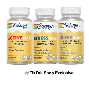 Solaray Magnesium Essentials Trio including ActiveMag + StressMag + SleepMag