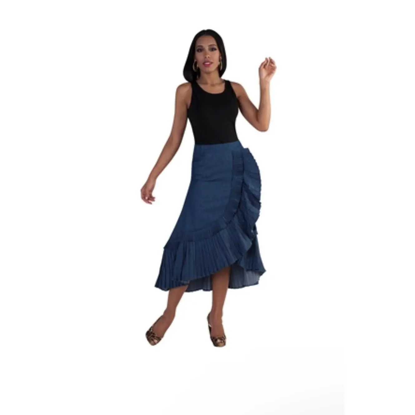 Asymmetric Cascade Ruffle Skirt