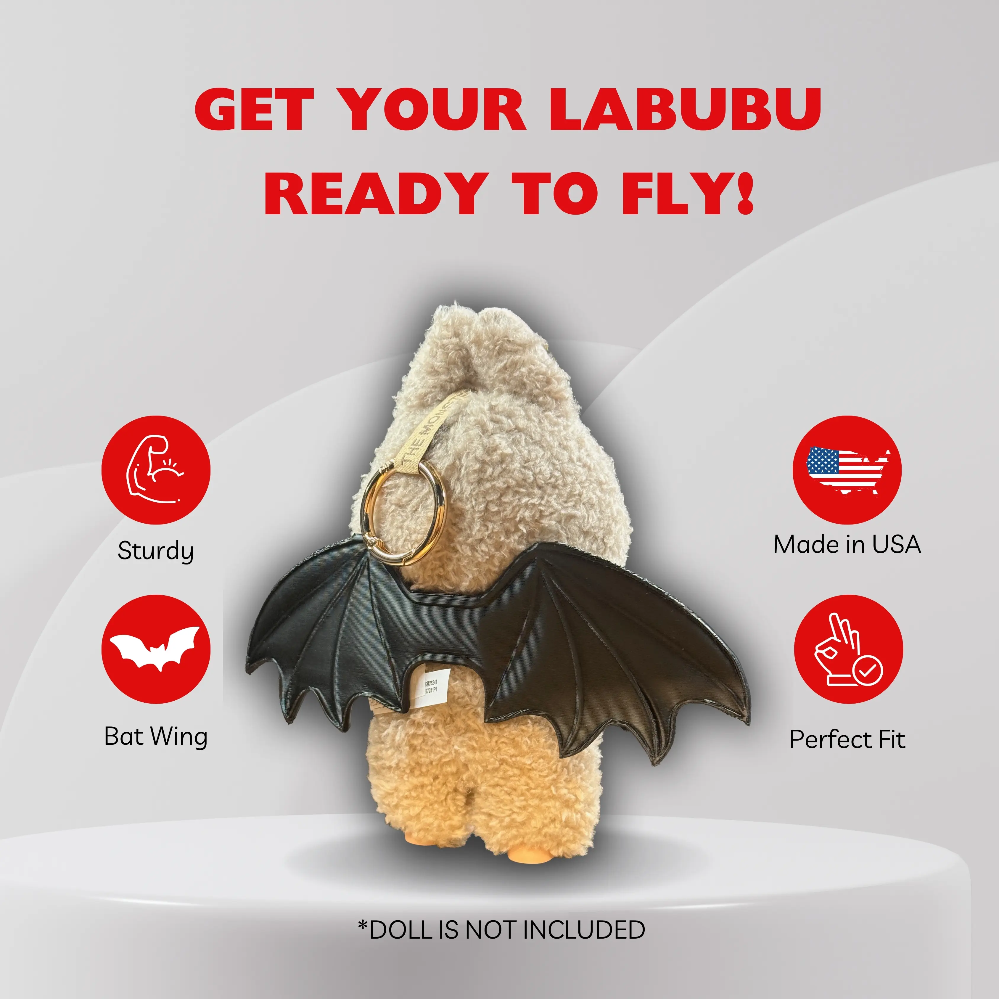 Bat Wing Accessory for Labubu Figures | Halloween Doll Display Prop | Collectible Toy Accessory | Made in USA
