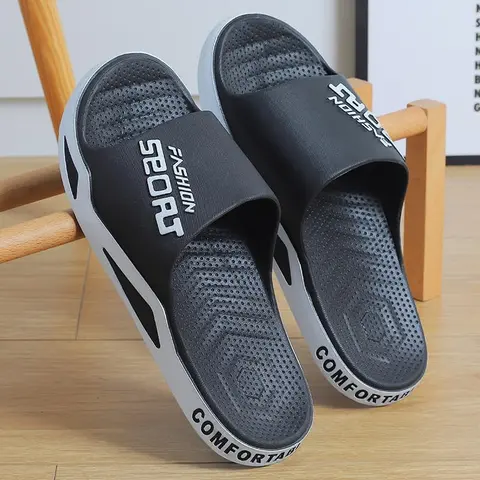 Men's Big-Size Soft Open-Toe Non-Slip Slippers, Soft Cushioned Indoor-Outdoor Footwear for Beach, Shower Use, Slipper, Soft Cushioned Slippers