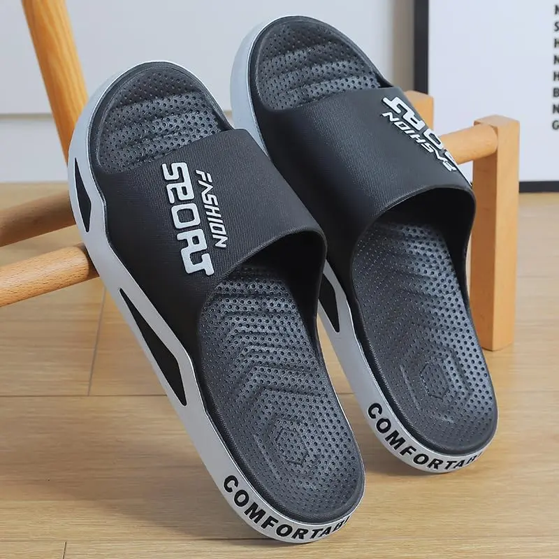 Men's Big-Size Soft Open-Toe Non-Slip Slippers, Soft Cushioned Indoor-Outdoor Footwear for Beach, Shower Use, Slipper, Soft Cushioned Slippers