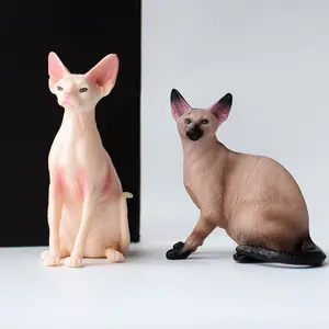 2 PVC Cat Models, Siamese & Hairless Cats, Elegant Mystery Symbol, Pet House Decor, Desktop Ornament, Gift for Birthdays, Weddings, Holidays