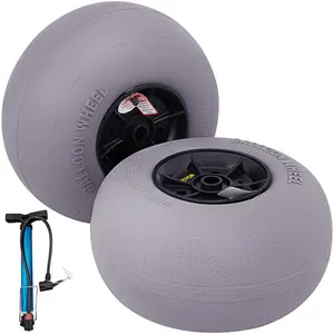 VEVOR Beach Balloon Wheels,  13\" Replacement Sand Tires, TPU Cart Tires for Kayak Dolly, Canoe Cart and Buggy with Free Air Pump, 2-Pack