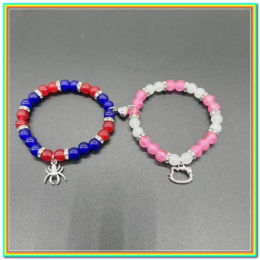WSLMCYGK 2 Pcs Couple Bracelet, Alphabet Beaded Bracelet, Love Magnetic Bracelet, BFF Bracelet, Friend Gift, BFF, Dad and Son, Mother and Daughter Style