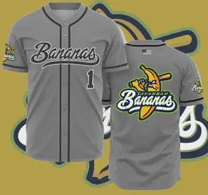 Collection Savannah Bananas Baseball Jersey Team AOP 3D Gray