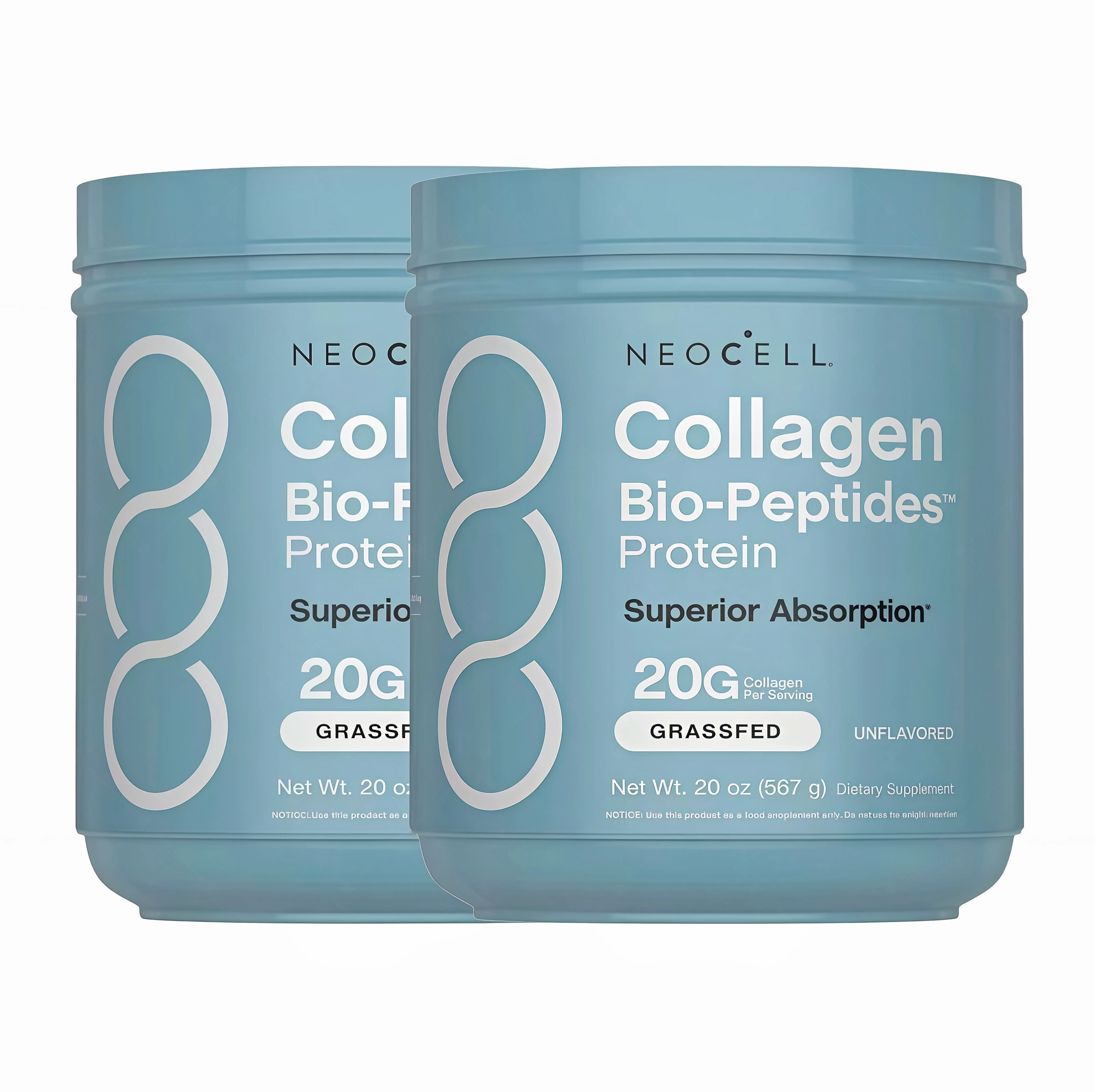 2 Pack NeoCell Collagen Peptides Powder 20oz - Grassfed Protein Supplement GA- Advanced with 18 Essential Amino Acids