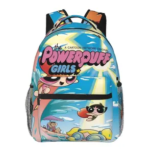 The Powerpuff Girls large-capacity all-over print casual daypack for outdoor sports and office; cartoon merch laptop backpack school bag gift for boys and girls