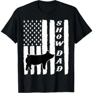 Livestock Show Dad Grunge Flag Stockshow Sow Pig Swine T-Shirt