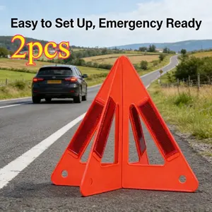 2pcs 2026 New Car Warning Triangle Signs, Foldable Design, High Reflective Strips, Durable, National Standard, Essential for All Vehicles