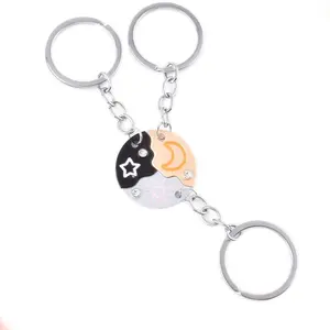 Sun Moon Star Magnetic Best Friend Keychain Set for 3 – Matching Friendship Keychains Puzzle Pendant Gift for Besties Family Mother's Day