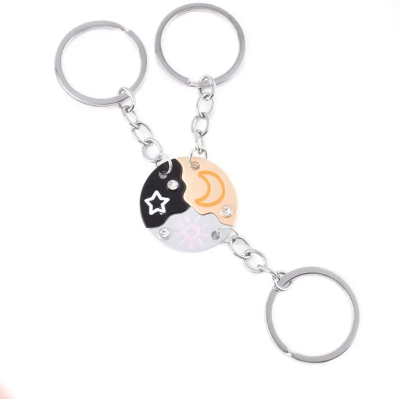 Sun Moon Star Best Friend Keychain Set for 3 – Matching Friendship Keychains Puzzle Pendant Gift for Besties Family Mother's Day