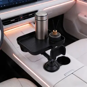 1count Car Dashboard Tray, Passenger Seat Phone Stand, Rear Bench Table Cup Holder, Square Drink Storage Tray, Vehicle Accessories