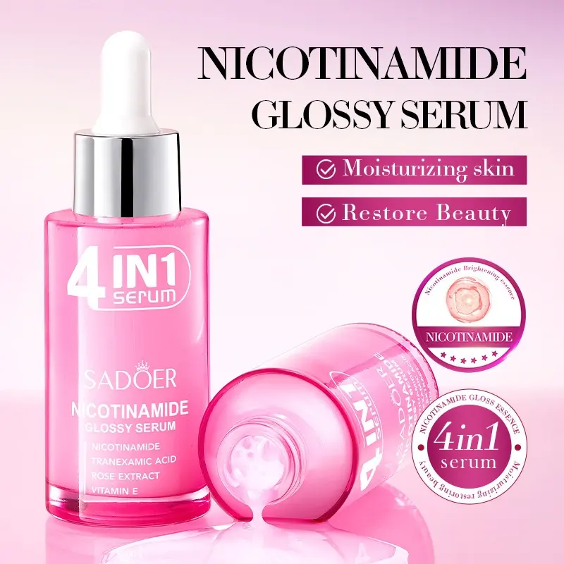 4-In-1 Long-Lasting Serum Sadoer Niacinamide Dark Spot Brightening Essence, Dark Spots Relief, Face Care Serum, Brightening And Hydrating, Moisturizing, Nourishing, Gentle on Skin, Suitable for All Skin Types