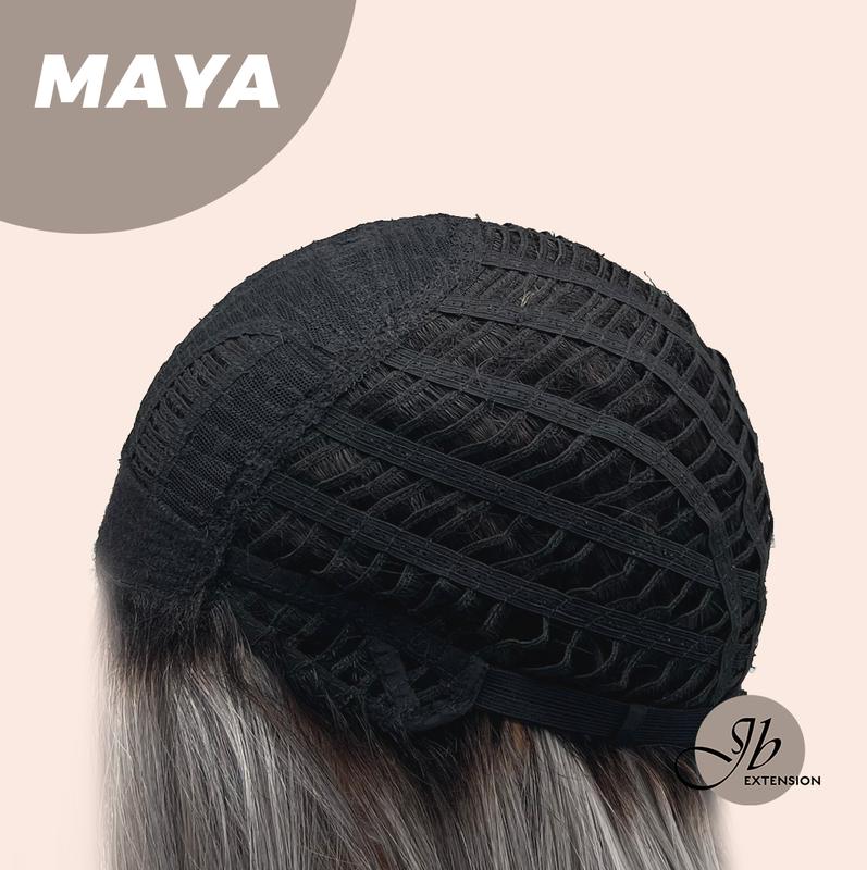 JBEXTENSION 22 Inches Grey Silver with Dark Root Women Fashion Full Machine Wig MAYA【PLUS PERMATEASE】
