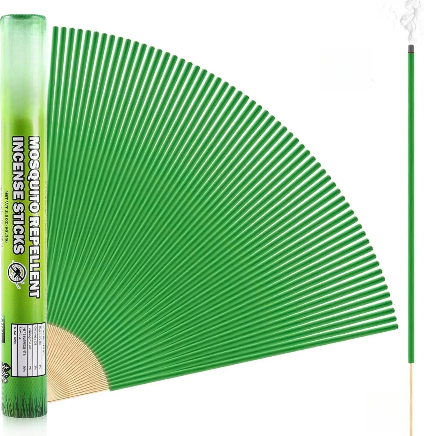 Mosquito Repellent Incense Sticks - #60 Plant-Based Citronella Sticks for Backyard Travel Camping Indoors Outdoor Patio Quick Ignition Long Burn Essential Oils