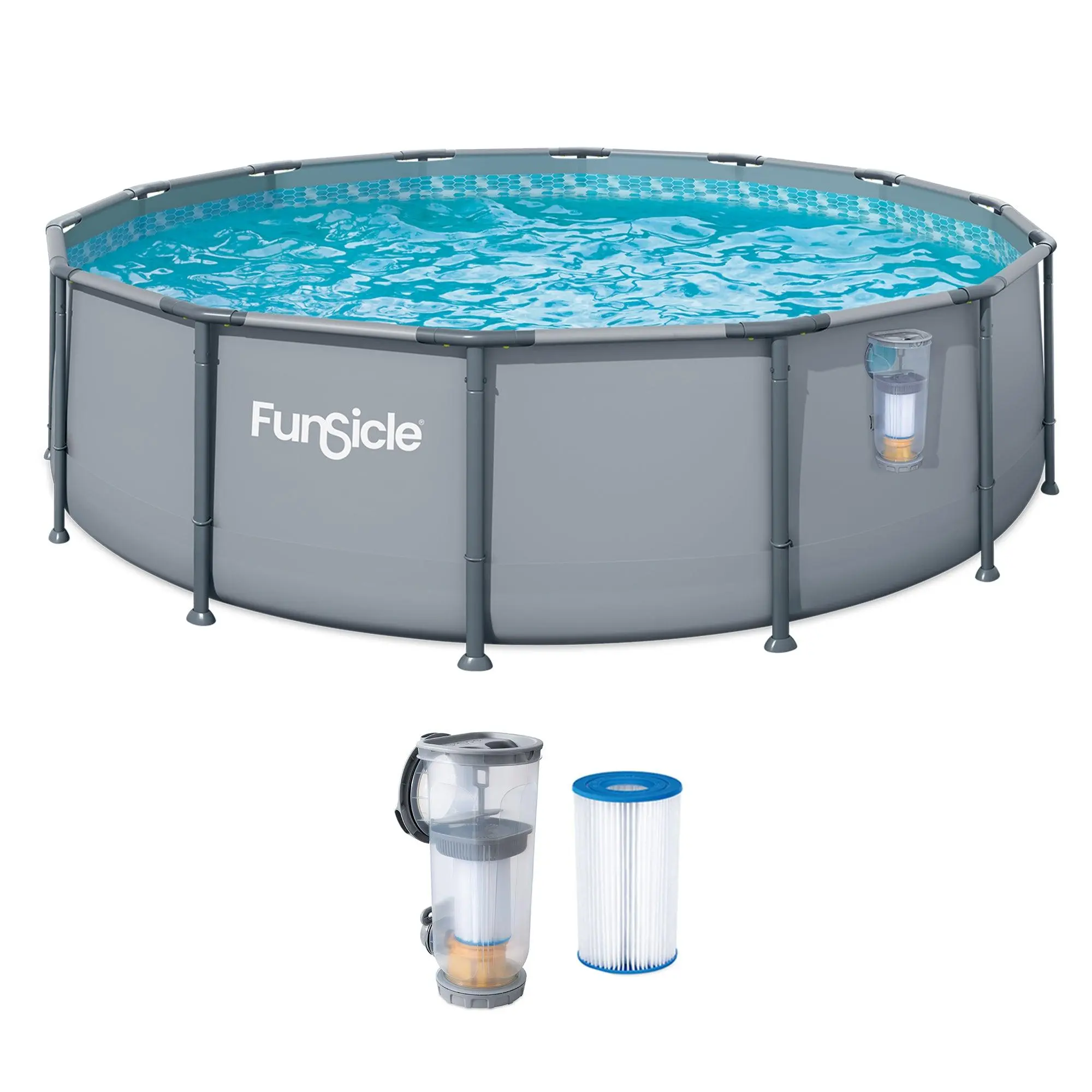 Funsicle 14' x 42" Oasis Round Above Ground Swimming Pool Set, Cool Gray