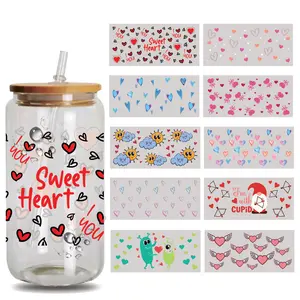 10 Sheets UV DTF Cup Wrap -  Valentine's Day UV DTF Cup Wraps for 16 oz UV DTF decals Waterproof Stickers for Glass/ceramics/Cups DIY Wood Crafts