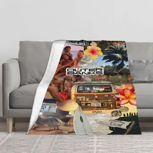 Outer Banks theme flannel blanket, suitable for family, bed, sofa, travel, camping - all-season sports fan gift, is the best gift for family, classmates and friends on Black Friday, school season.