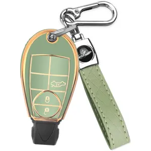 for Dodge Key Fob Cover With Keychain for Jeep Key Fob Case Fit for 2009-2018 Chrysler, Ram, Dart, Charger, Durango, Journey, Challenger, Grand Cherokee, Grand Caravan