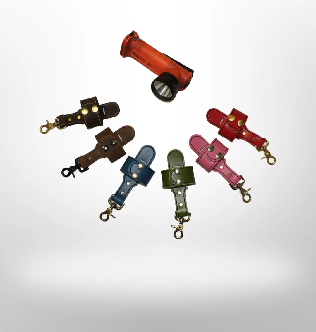 Ready to Ship Leather Firefighter 90 Degree Flashlight Strap