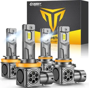 FAHREN H11 9005  Bulbs Combo, 170000LM 15X Ultra Brighter,True Plug-N-Play H9 H8 HB3 Fog Light Bulbs, 1:1 Same Size, Canbus Ready, No Polarity, Pack of 4 Vehicle Car Accessories Led Backlights Led Brake