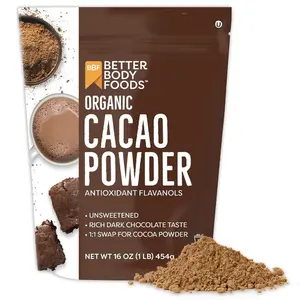 BetterBody Foods Organic Cacao Powder, Rich Chocolate Flavor, Non-GMO, Gluten-Free, Cocoa, 16 ounce, 1 lb bag