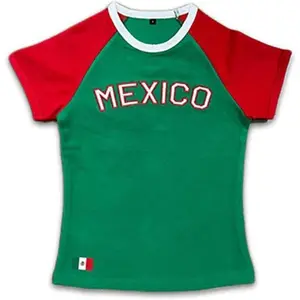 Women’s retro patterned baby T-shirt, Brazilian shirt, Y2K top, Mexican crop top, 2000s summer outdoor top