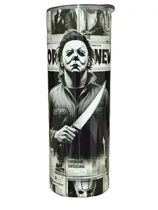Michael News Horror - 20oz oz 20 oz. 20oz. Skinny Straight Sublimation Tumbler Vacuum Flasks - Amy's Tumbler Junkies - Your Favorite Tumbler Shop!