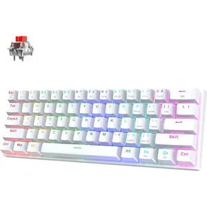 60%  Creamy Keyboard, Triple Mode 2.4G/USB-C/ Gaming Keyboard, RGB Backlit, Linea Red Switches, Creamy Sounding, 61  Rechargeable Mini  Mechanical Keyboard