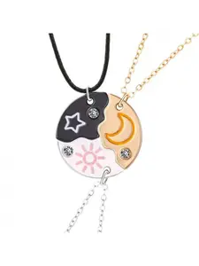 3Pcs Star Moon Sun BFF Necklace Dainty Friendship Jewelry Elegant Versatile Necklace for Women Friendship Necklaces