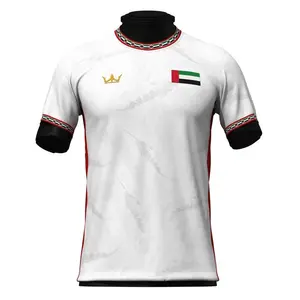 UAE Soccer Fan Jersey 2026 White Falcon Pattern Red Side Stripe Loose Fit Men Women Casual Streetwear Sport Shirt Fall Spring Idol Supporter Gift Comfortable Unisex Tee