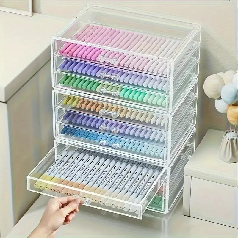 Large Capacity Clear Acrylic Desk Drawer Organizer Multi Compartment Stationery Storage Organizer For Office School Supplies Pens Markers Marker Pen Holder Tape Storage Home Workspace Desk Organizer Desk Accessory Tidy Office Accessories