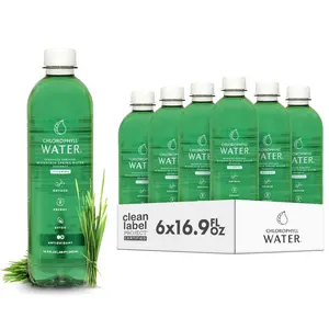 Chlorophyll Water (6-pack) Certified Clean Label, Chlorophyll Liquid Drops in Purified Water, Beauty Drink for Glowing Skin, Anti-Aging & Natural Detox with Plant-Based Vitamins A, B12, C, D3 (16.9oz)