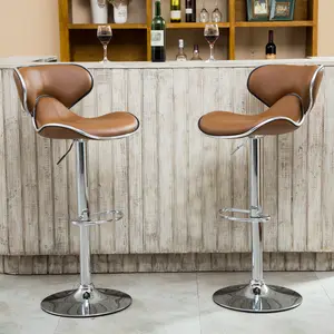 Masaccio Upholstery Airlift Adjustable Swivel Barstool with Chrome Base, Set of 2