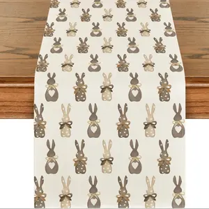 1pc,Easter Bunny Table Runner, Spring Polka Dot Kitchen Dining Decor, Home Party Decoration, 1 Piece, Cute Easter Decorations