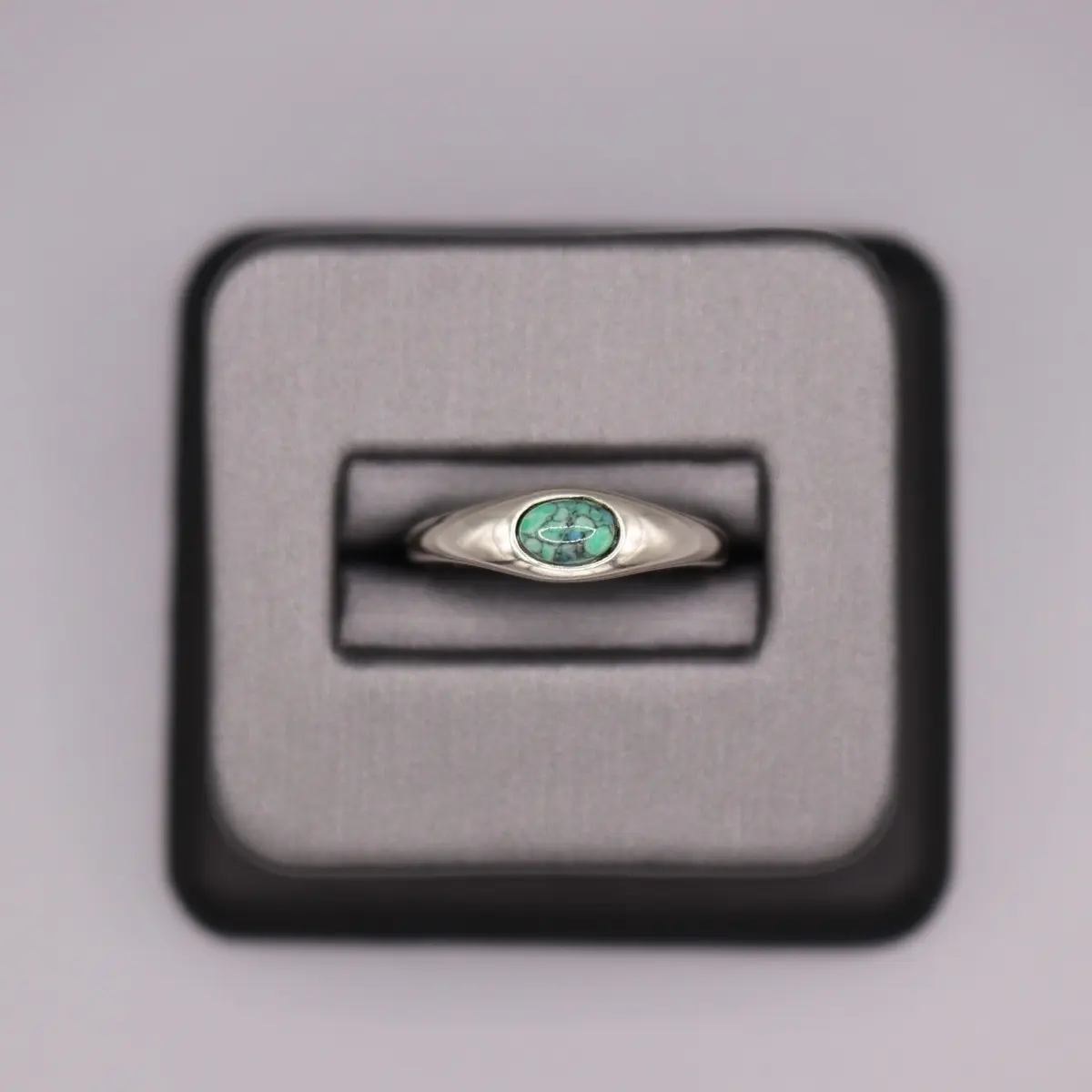 Sterling Silver Stone Ring- Oval Turquoise