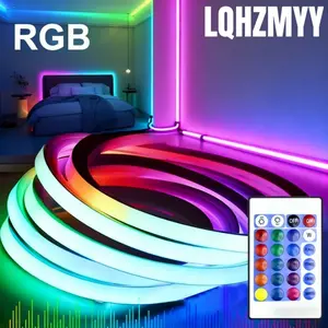 RGB LED Neon Light Strip, Led Strip Lights with USB Power, 24-Key Remote Control, Multiple Modes, TV Backlight, Cabinet and Christmas Decorations, Vibrant RGB Lighting