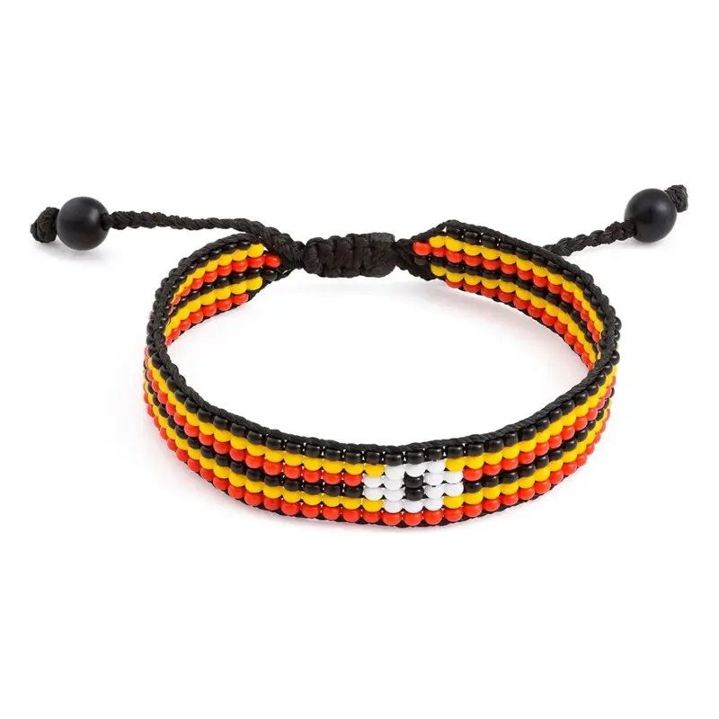Uganda Flag Bracelet - Colorful Beaded Design with Adjustable String for Men and Women