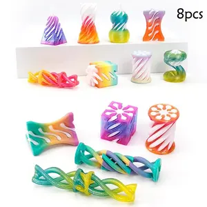 8-Piece Set, 3D Printed Spiral Stress Relief Articulated Fidget Figurines, Abstract Figure Sculpture, Fun Home Office Desk Decor, Car Decoration, Christmas New Year Gifts