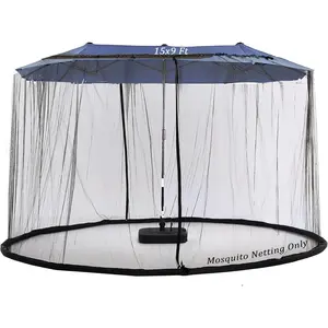 15Ft Mosquito Netting for Patio 15ft Double-Sided Umbrella Large Outdoor, Patio Screen Mesh with Double Zipper and Ground Anchor  (Mosquito Netting Only)(Black)
