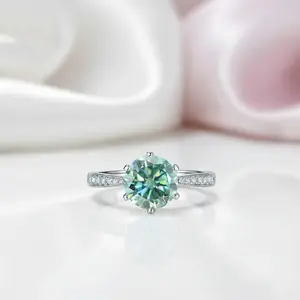 3ct Green Round Diamond Option Cathedral Engagement Ring