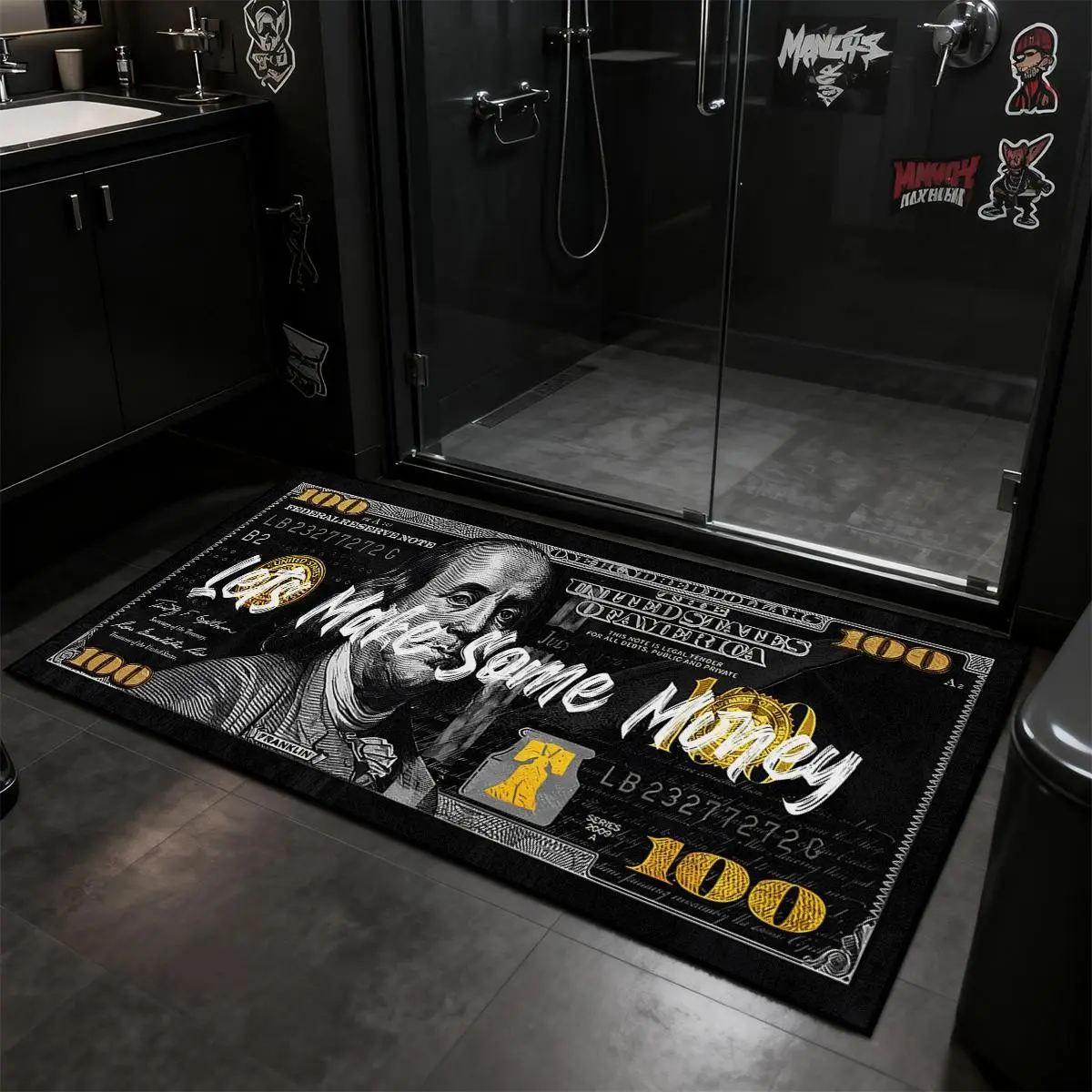 Creative Dollar Long Rug, Fashion Vintage Street Style Mat, Gaming Room Gold Carpet, Boys' Bedroom Bedside Blanket, Living Room Rug, Print Rug, Vintage Printed Rug, Home Decor Rugs, Home Decorative Rugs