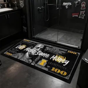 Creative Dollar Long Rug, Fashion Vintage Street Style Mat, Gaming Room Gold Carpet, Boys' Bedroom Bedside Blanket, Living Room Rug, Print Rug
